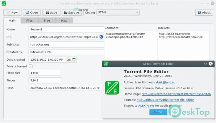 Torrent File Editor 1.0.3 Free Download for Windows

