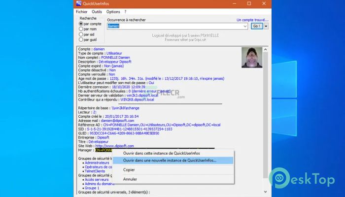 QuickUserInfos 3.12 Free Download for Windows